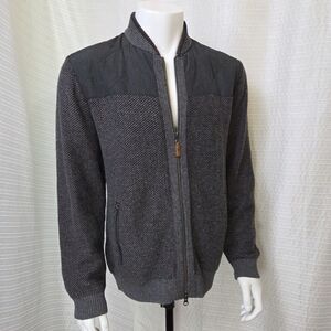 Tommy Bahama Cordillero Bomber Jacket Wool Blend Knit Gray/Blk Men's M